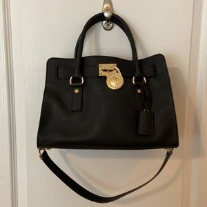 Michael Kors Hamilton Saffiano Satchel Bag with Gold Hardware